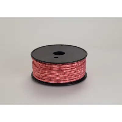 Knightsbridge 25m Roll Red And White Wave Stripes Braided 2 Core 0.75mm Cable VDE Approved
