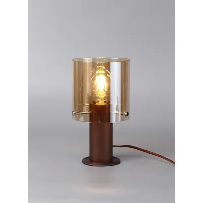Islington Table Lamp, 1 Light Table Lamp E27, Mocha Amber Glass