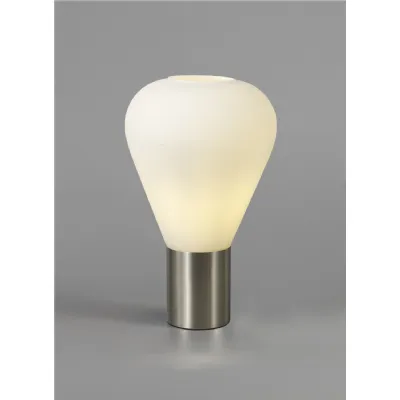 Copthorne Narrow Table Lamp, 1 x E27, Satin Nickel Opal Glass