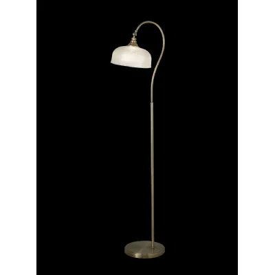 Edenbridge Floor Lamp 1 Light E27 Antique Brass Prismatic Glass