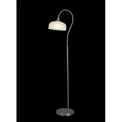 Edenbridge Floor Lamp 1 Light E27 Satin Nickel Frosted Glass