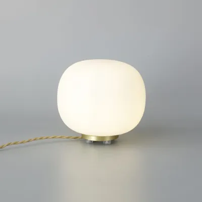 Sevenoaks Small Oval Ball Table Lamp 1 Light E27 Satin Gold Base With Frosted White Glass Globe