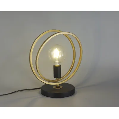 Battersea Double Ring Table Lamp, 1 Light E27, Matt Black Painted Gold, G95 120 Lamp Recommended