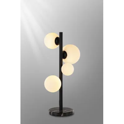 Tenterden Table Lamp, 4 x G9, Satin Black, Opal Glass