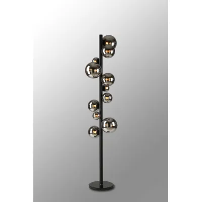 Tenterden Floor Lamp, 11 x G9, Satin Black, Chrome Plated Glass