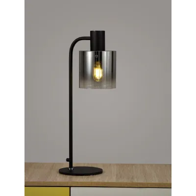 Islington Large Table Lamp, 1 Light E27, Black Smoke Fade Glass