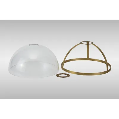 Sandy Round 30cm Satin Gold Clear Glass Shade (E), With Metal Trim