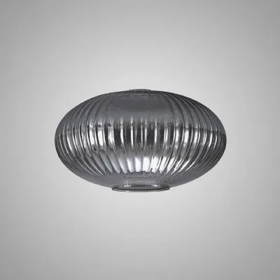 Epsom 30cm Oval Sphere Ribbed Glass (G), Smoked
