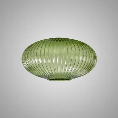 Epsom 30cm Oval Sphere Ribbed Glass (G), Green