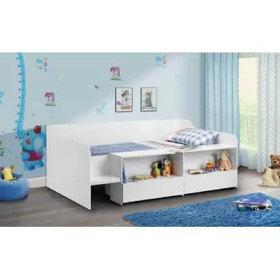 Pure White Painted Low Sleeper Cabin Kids Storage Bed 3ft Single 90cm