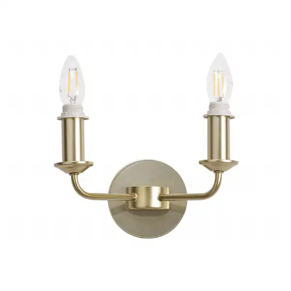 Banyan 2 Light Switched Wall Lamp Without Shade, E14 Painted Champagne Gold