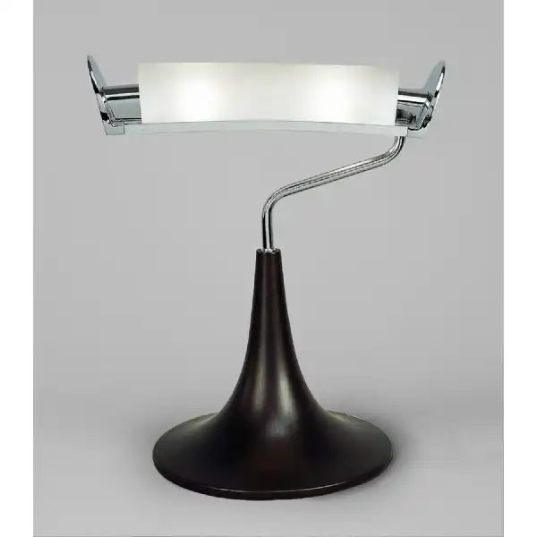 Zira Table Lamp 2 Light G9, Polished Chrome Frosted White Glass Wenge