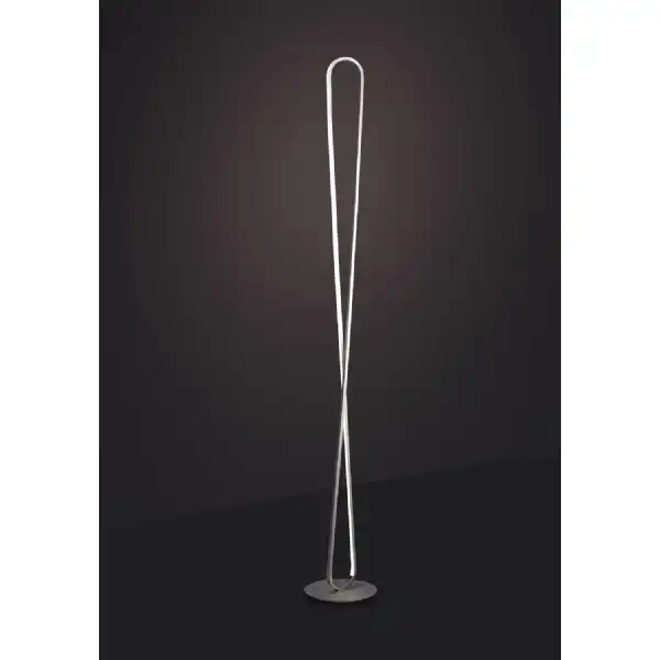Bucle Floor Lamp 50W LED 3000K, 4300lm, Dimmable, Silver Polished Chrome Frosted Acrylic, 3yrs Warranty