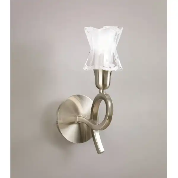Alaska Wall Lamp Switched 1 Light L1 SGU10, Satin Nickel, CFL Lamps INCLUDED