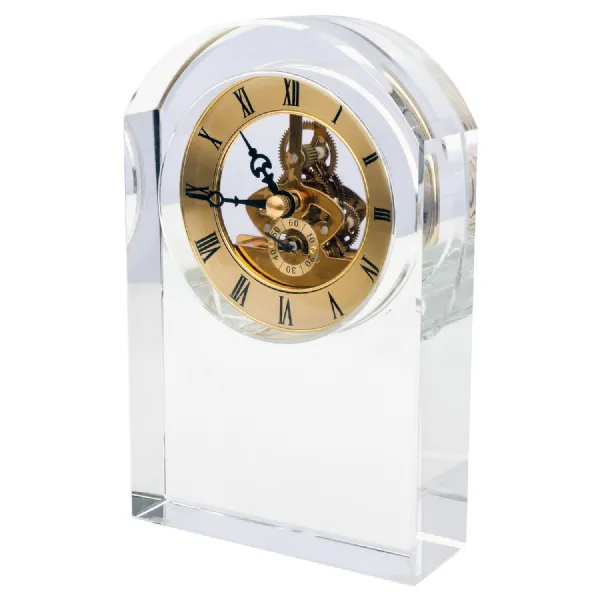 Crystal Glass Oval Mantle Clock