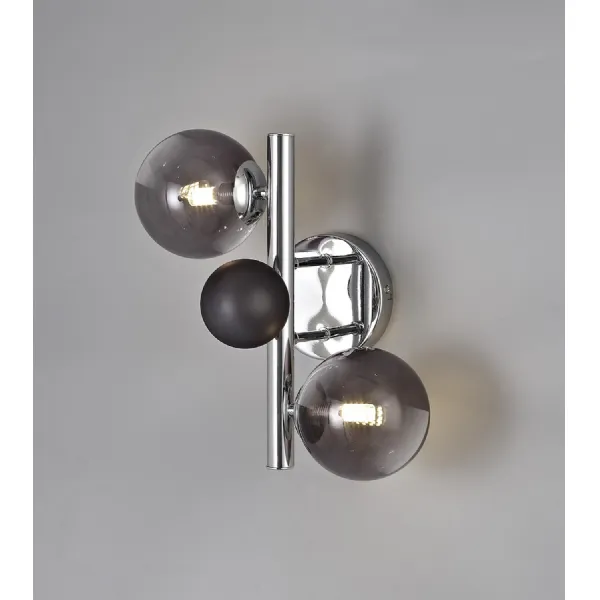 Hook Wall Lamp, 2 x G9, Polished Chrome Smoked Glass