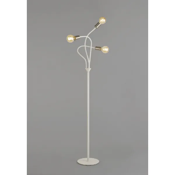 Andover Flexible Floor Lamp, 3 Light E27 Satin White Satin Nickel