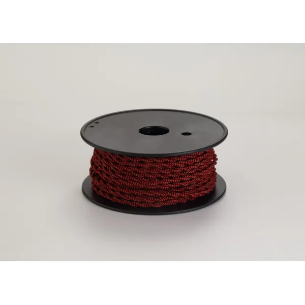 Knightsbridge 25m Roll Red And Black Wave Stripe Braided Twisted 2 Core 0.75mm Cable VDE Approved