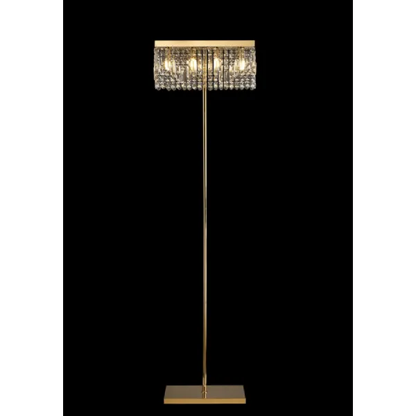 Boreham 50x15cm Rectangular Floor Lamp, 4 Light E14, Gold Crystal