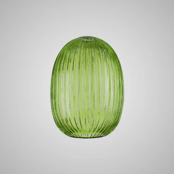 Epsom 20cm Almond Ribbed Glass (F), Green