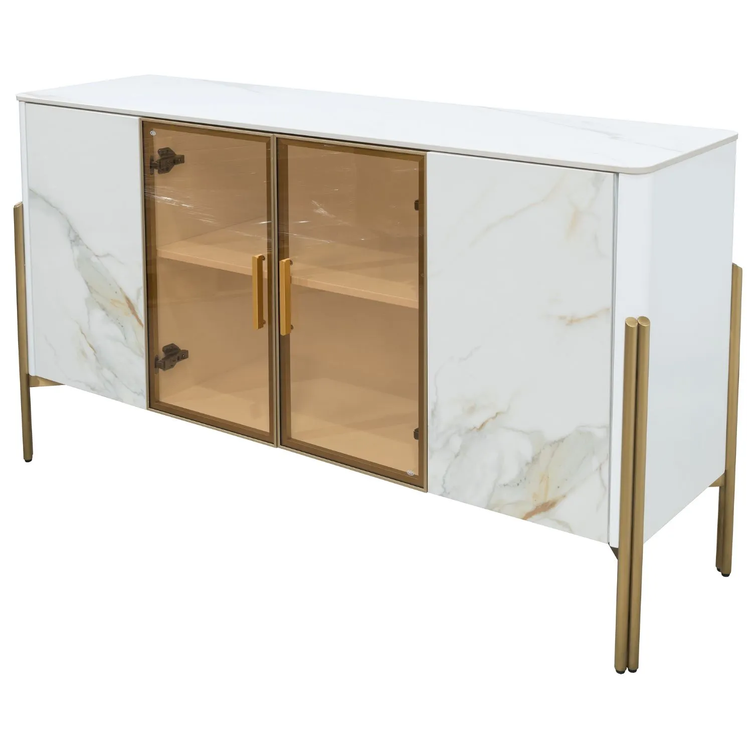 Carrington White and Gold Sideboard