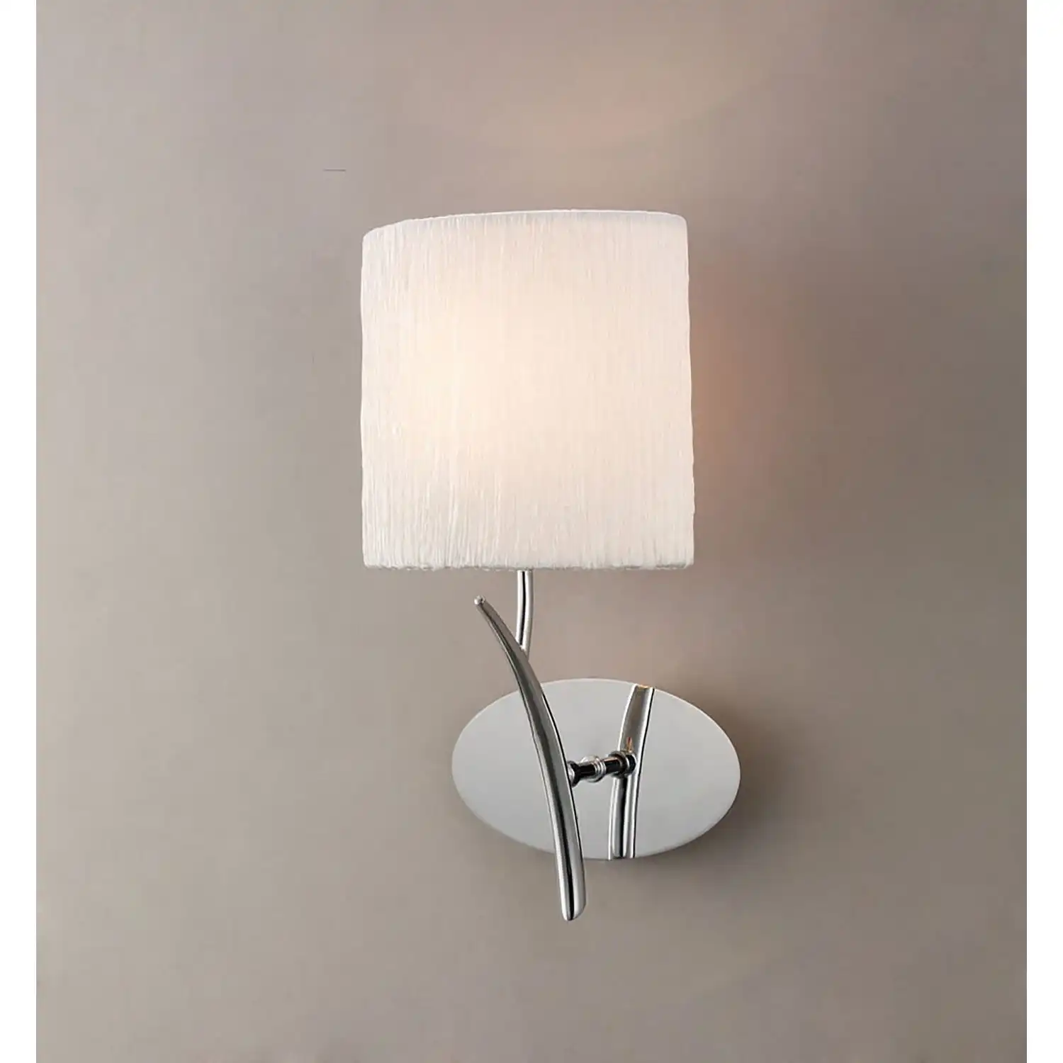 Eve Wall Lamp 1 Light E27, Polished Chrome With White Oval Shade