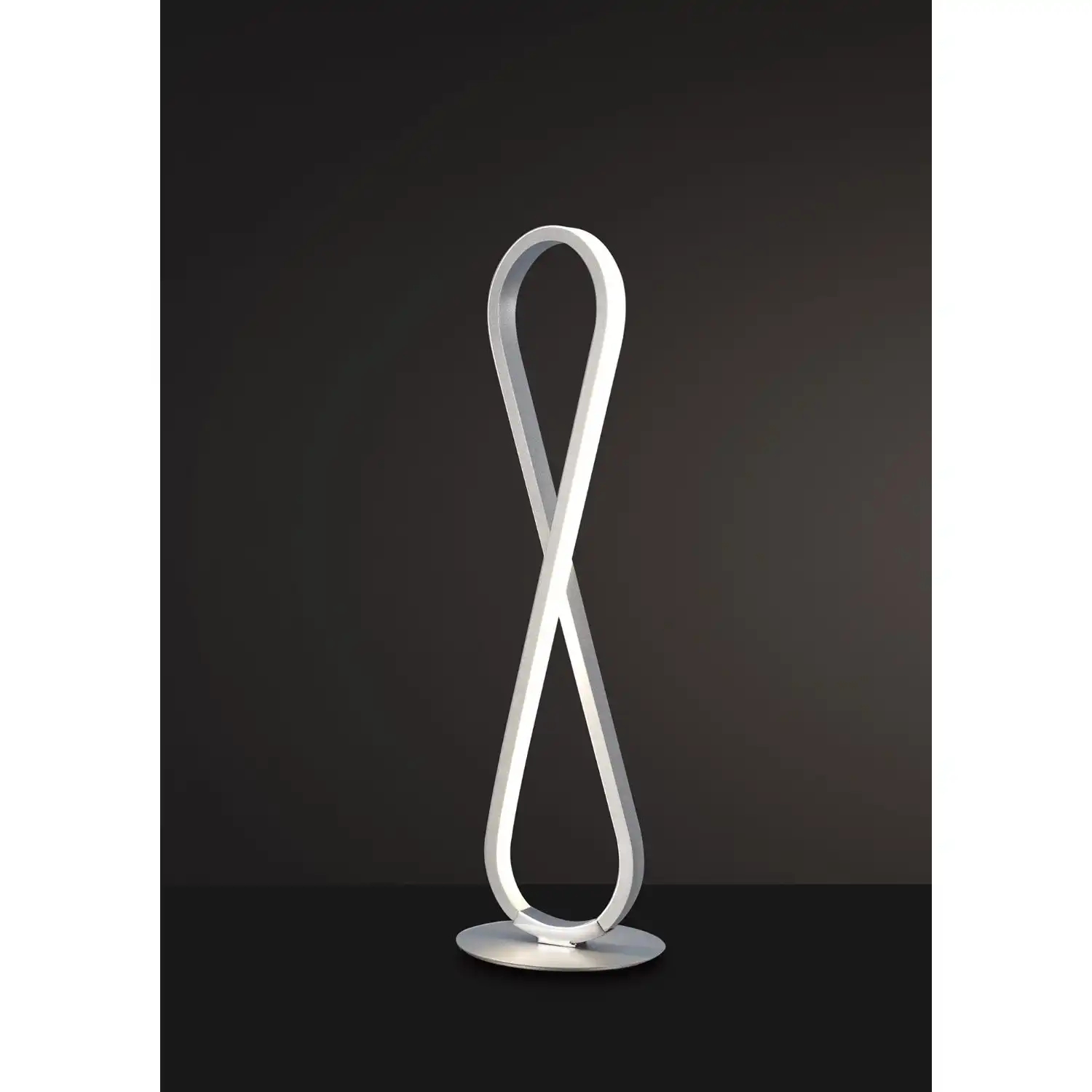 Bucle Table Lamp 18W LED 3000K, 1550lm, Silver Polished Chrome Frosted Acrylic, 3yrs Warranty