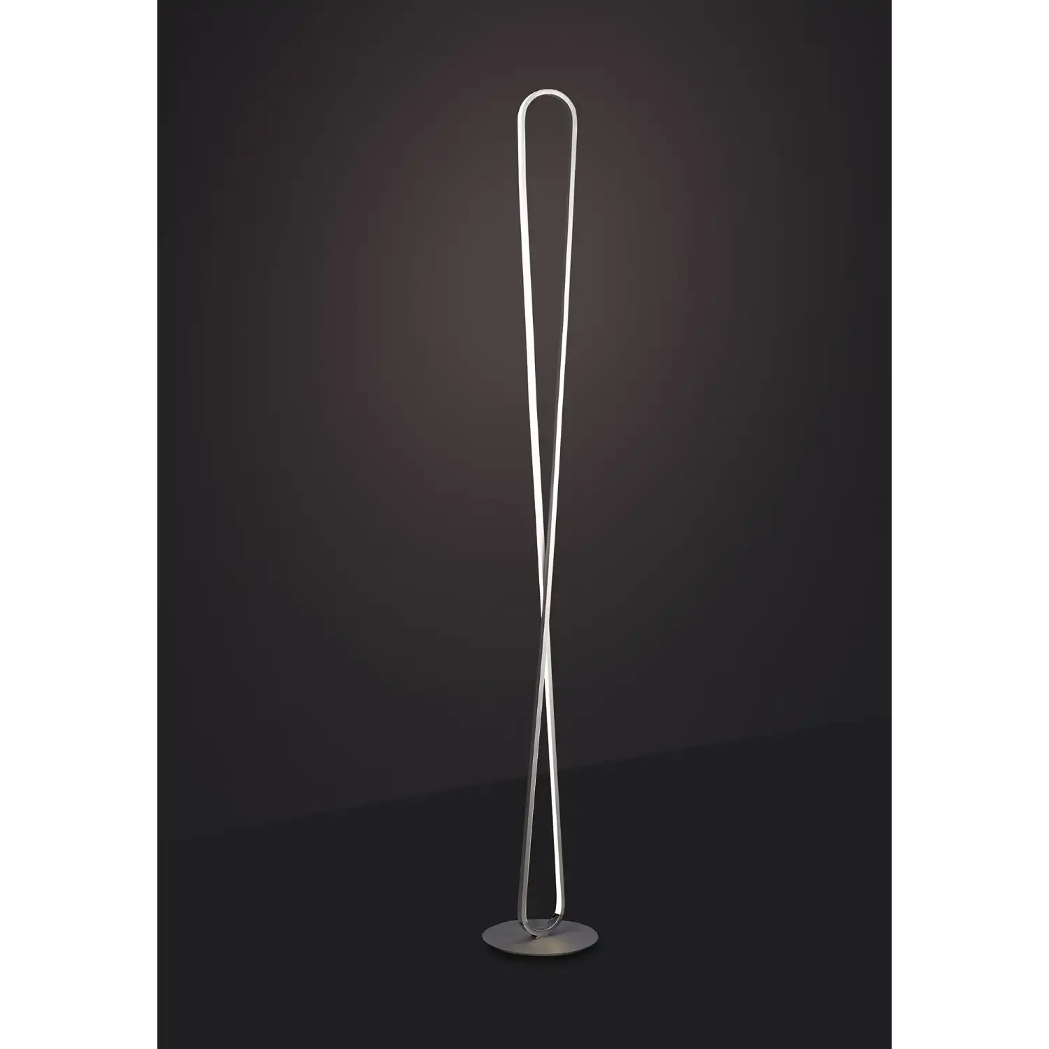 Bucle Floor Lamp 50W LED 3000K, 4300lm, Dimmable, Silver Polished Chrome Frosted Acrylic, 3yrs Warranty