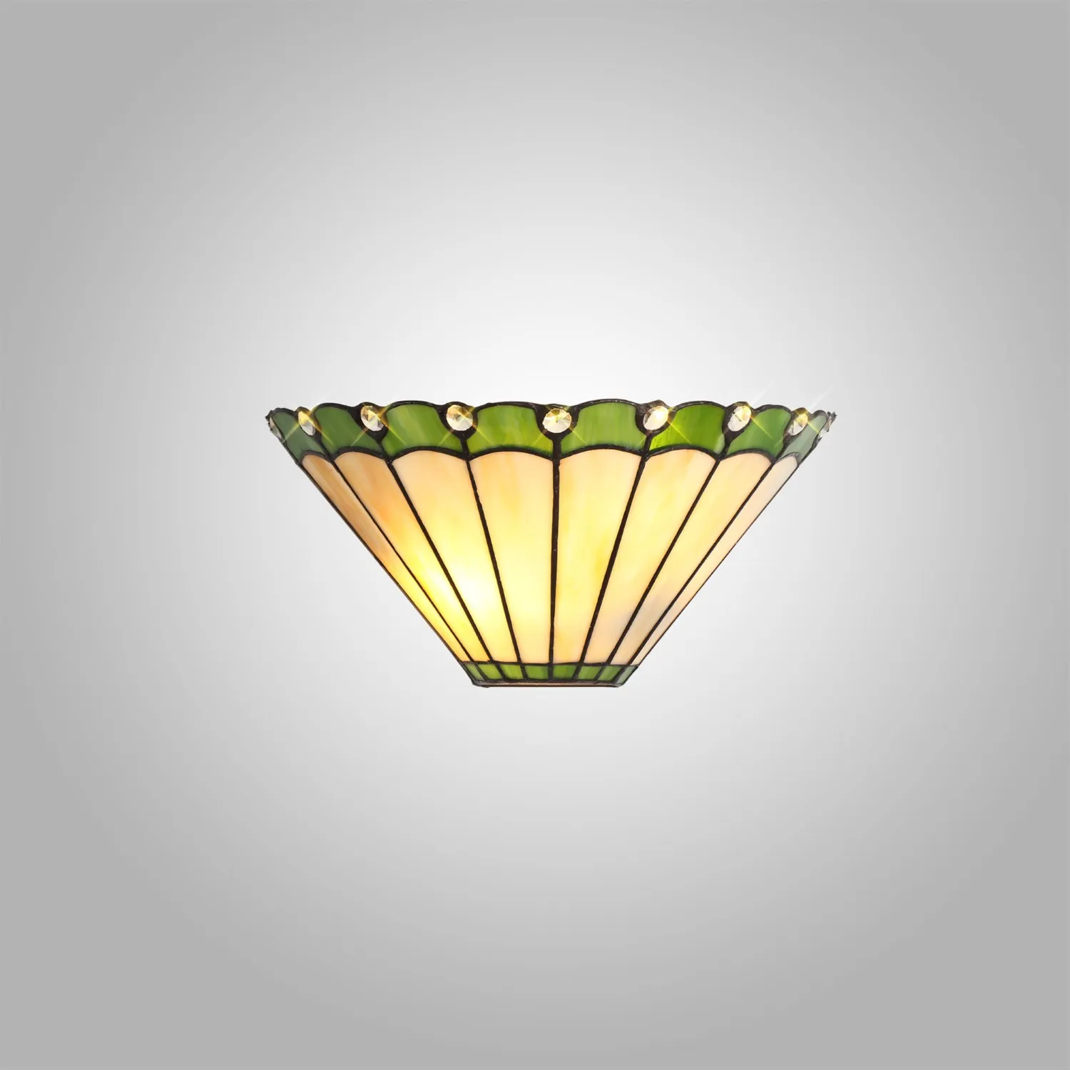 Ware Tiffany Wall Lamp, 2 x E14, Green Cream Crystal