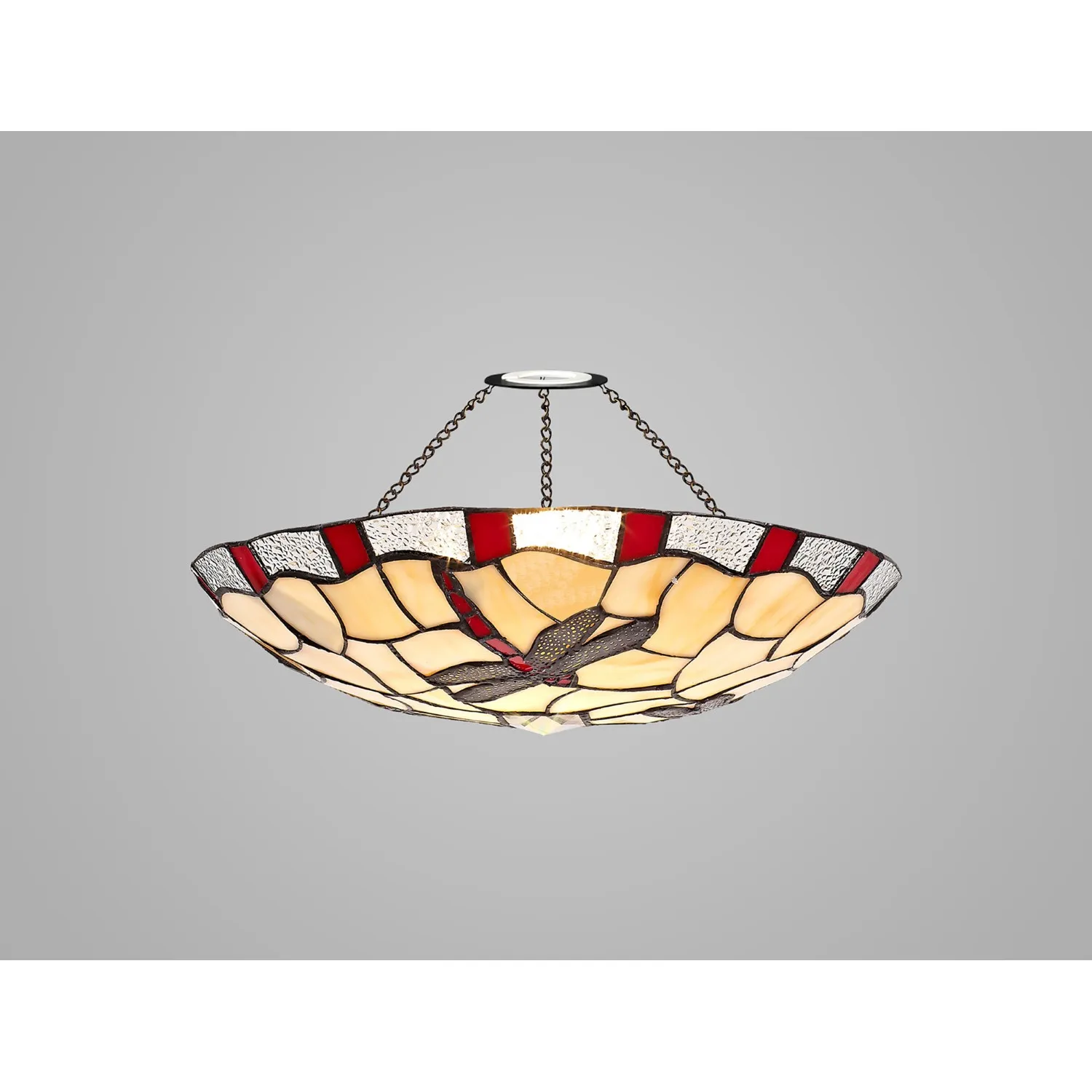 Cranleigh 35cm Tiffany Non electric Uplighter Shade, Red Cream Clear Crystal