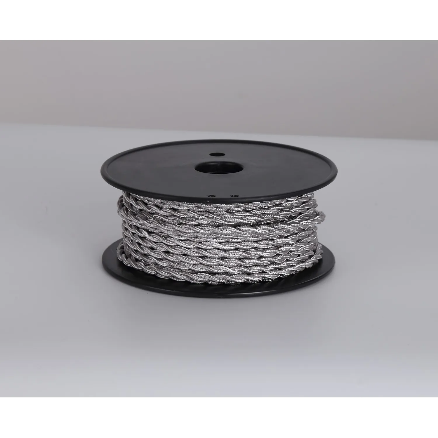 Knightsbridge 25m Roll Silver Braided Twisted 2 Core 0.75mm Cable VDE Approved