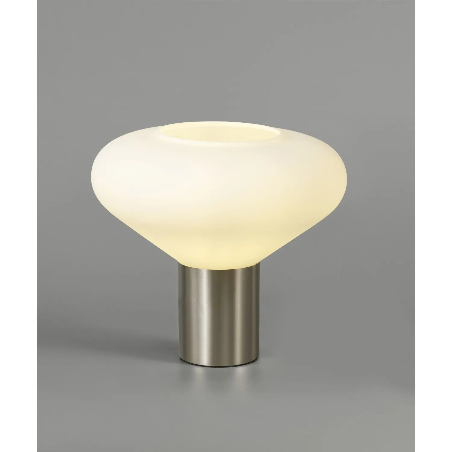 Copthorne Wide Table Lamp, 1 x E27, Satin Nickel Opal Glass
