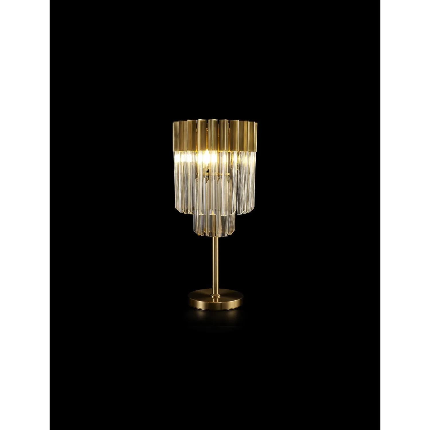 Aldershot 30 x H65cm Table Lamp 3 Light E14, Brass Cognac Sculpted Glass