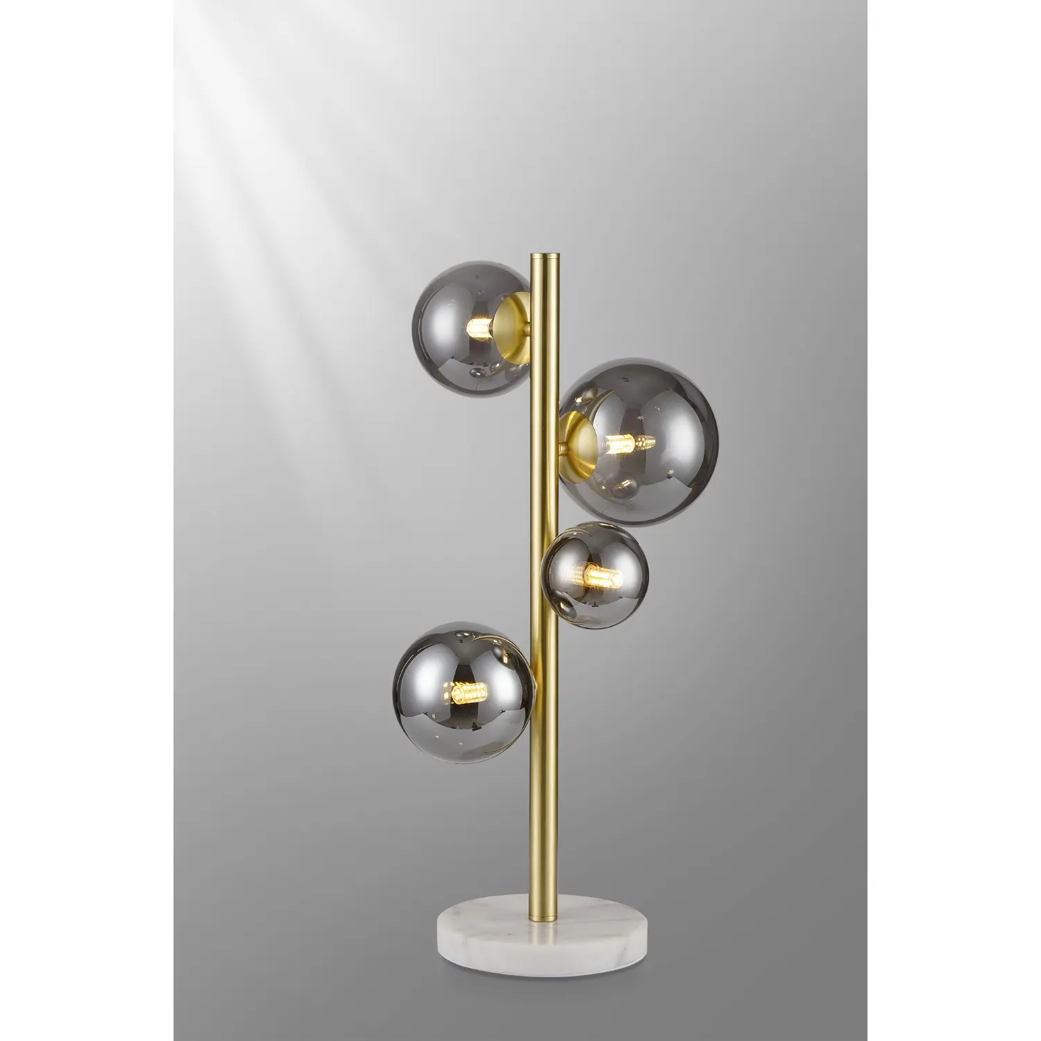 Tenterden Table Lamp, 4 x G9, Satin Gold, Smoke Plated Glass