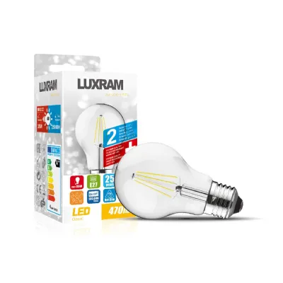 Value Classic LED GLS E27 6.5W Cool White 4000K, 806lm, Clear Finish, 3yrs Warranty