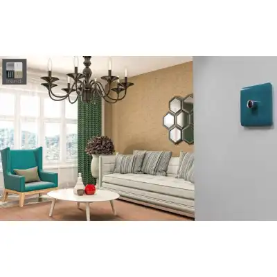 Trendi, Artistic Modern 1 Gang 1 Way LED Dimmer Switch 5 150W LED 120W Tungsten, Bright Teal Finish, (35mm Back Box Required), 5yrs Warranty