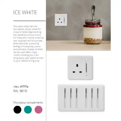 Trendi, Artistic Modern 2 Gang 13Amp Switched Double Socket With 4X 2.1Mah USB Gloss White Finish, BRITISH MADE, (45mm Back Box Required) 5yrs Wrnty