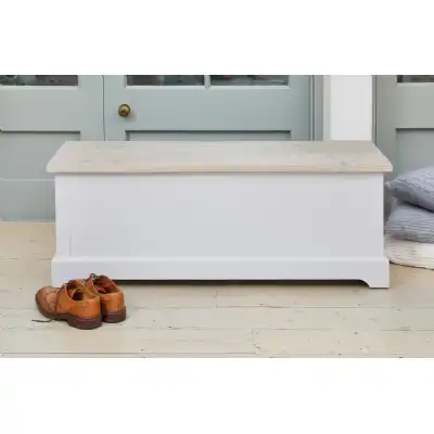 Grey Painted Storage Bench Ottoman Blanket Toy Box Limed Wood Top Lid