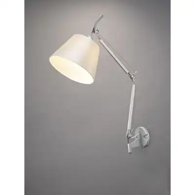 Karis Adjustable Switched Wall Light 1 Light E27 Silver Polished Chrome c w Cream Pearl Shade