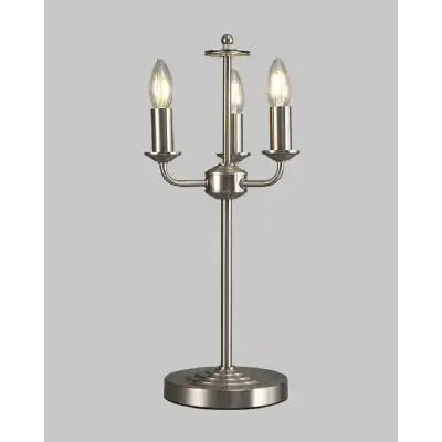 Banyan 3 Light Switched Table Lamp Without Shade, E14 Satin Nickel