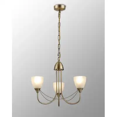 Cooper Ceiling 3 Light Pendant Convertible to Semi Flush E14 Antique Brass Opal Glass