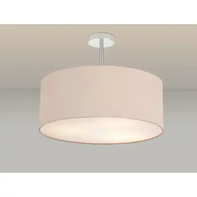 Baymont Polished Chrome 3 Light E27 Semi Flush c w 500 Dual Faux Silk Fabric Shade, Antique Gold Ruby And 500mm Frosted PC Acrylic Diffuser