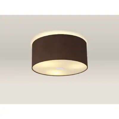 Baymont Polished Chrome 3 Light E27 Drop Flush Ceiling c w 400 Dual Faux Silk Fabric Shade Cocoa Grecian Bronze And 400mm Frosted PC Acrylic Diffuser
