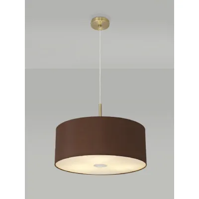 Baymont Antique Brass 3m 3 Light E27 Single Pendant Silk Brown Fabric Shade