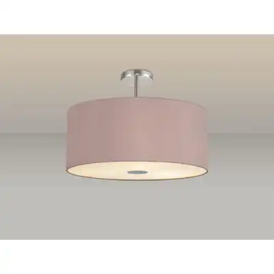 Baymont Polished Chrome 5 Light E27 Drop Flush Ceiling Fixture c w 600 Dual Faux Silk Fabric Shade, Taupe Halo Gold And Frosted PC Acrylic Diffuser