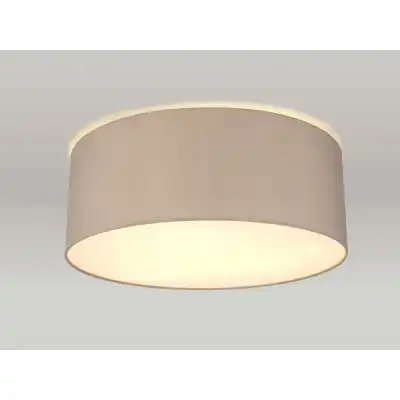 Baymont White 3 Light E27 Universal Flush Ceiling Fixture c w 600 Faux Silk Fabric Shade, Grey White Laminate And 600mm Frosted Acrylic Diffuser