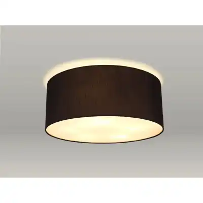 Baymont White 5 Light E27 Universal Flush Ceiling Fixture c w 500 Faux Silk Fabric Shade, Black White Laminate And 500mm Frosted Acrylic Diffuser