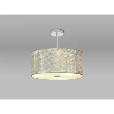 Baymont Polished Chrome 3 Light E27 Semi Flush Fixture With 500mm Silver Leaf Shade With Frosted Acrylic Diffuser With Polished Chrome Centre