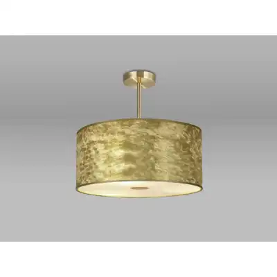 Baymont Antique Brass 3 Light E27 Semi Flush Fixture With 500mm Gold Leaf Shade With Frosted Acrylic Diffuser With Antique Brass Centre