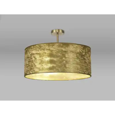 Baymont Antique Brass 5 Light E27 Semi Flush Fixture With 600mm Gold Leaf Shade